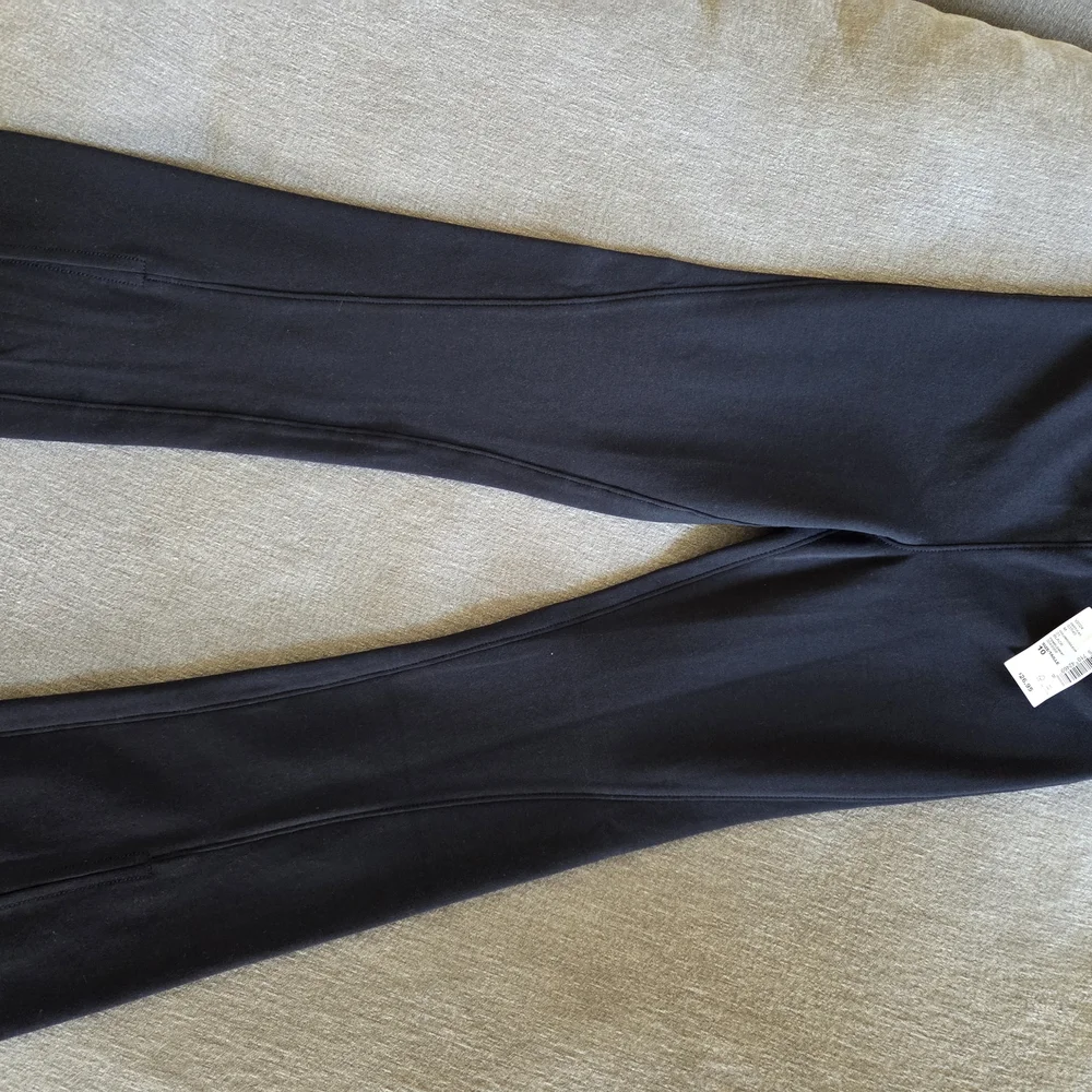 Black Flare Leggings Split Front Nwt